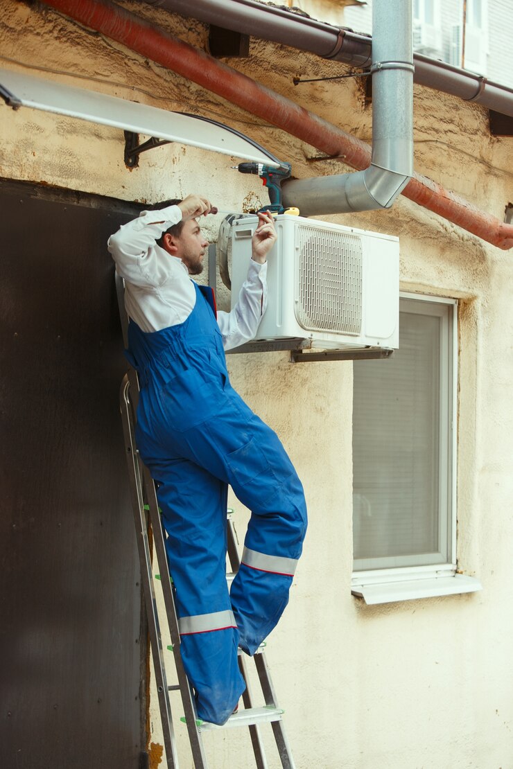 Hvac Technician Working Capacitor Part Condensing Unit 155003 20895